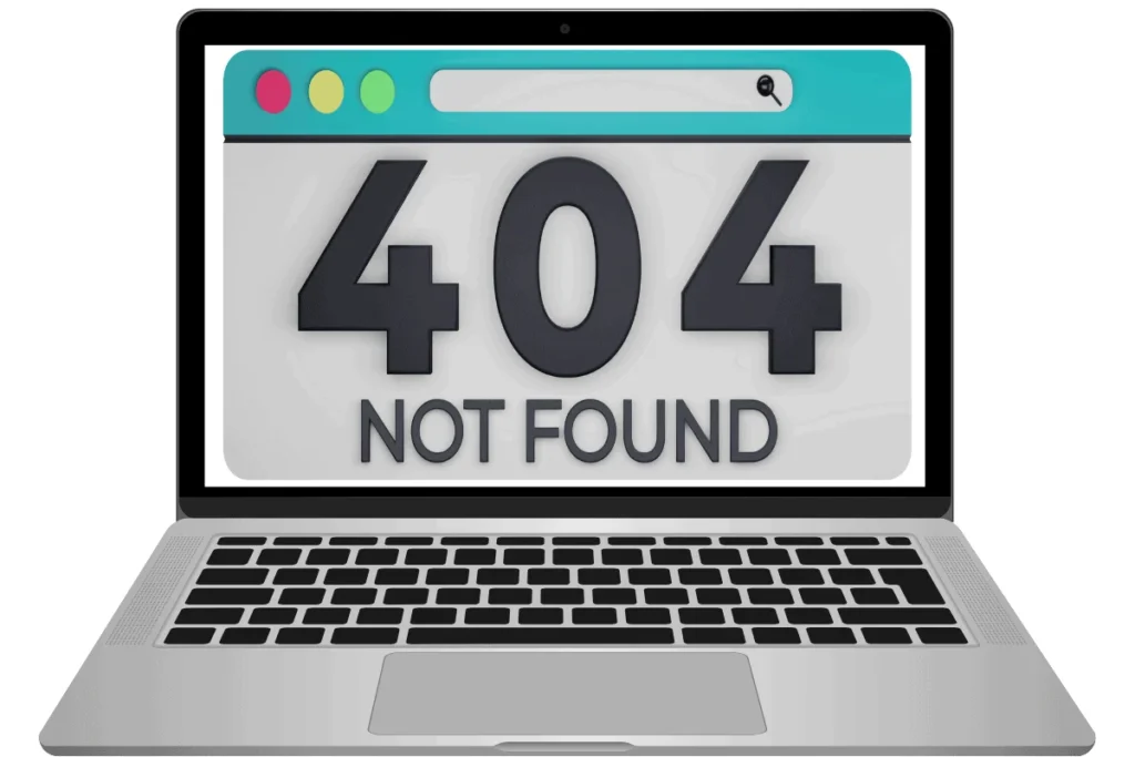 Bilgisayar ekranında 404 not found hatası görüntüleniyor