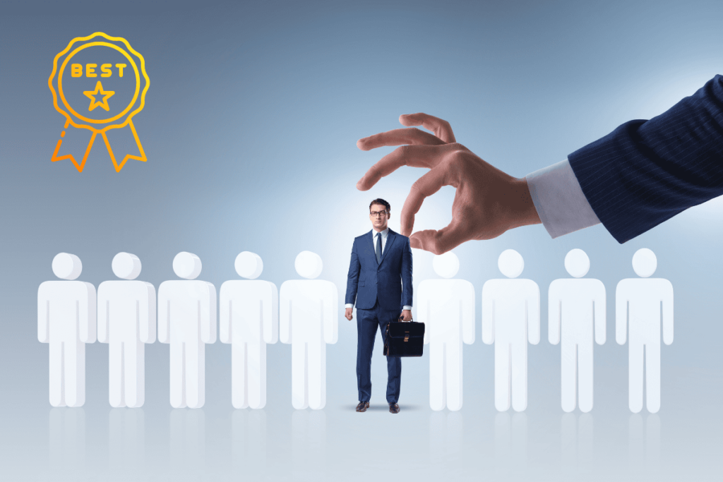 İnsanlar arasından en iyi adayın seçilmesini simgeleyen iş dünyası görseli