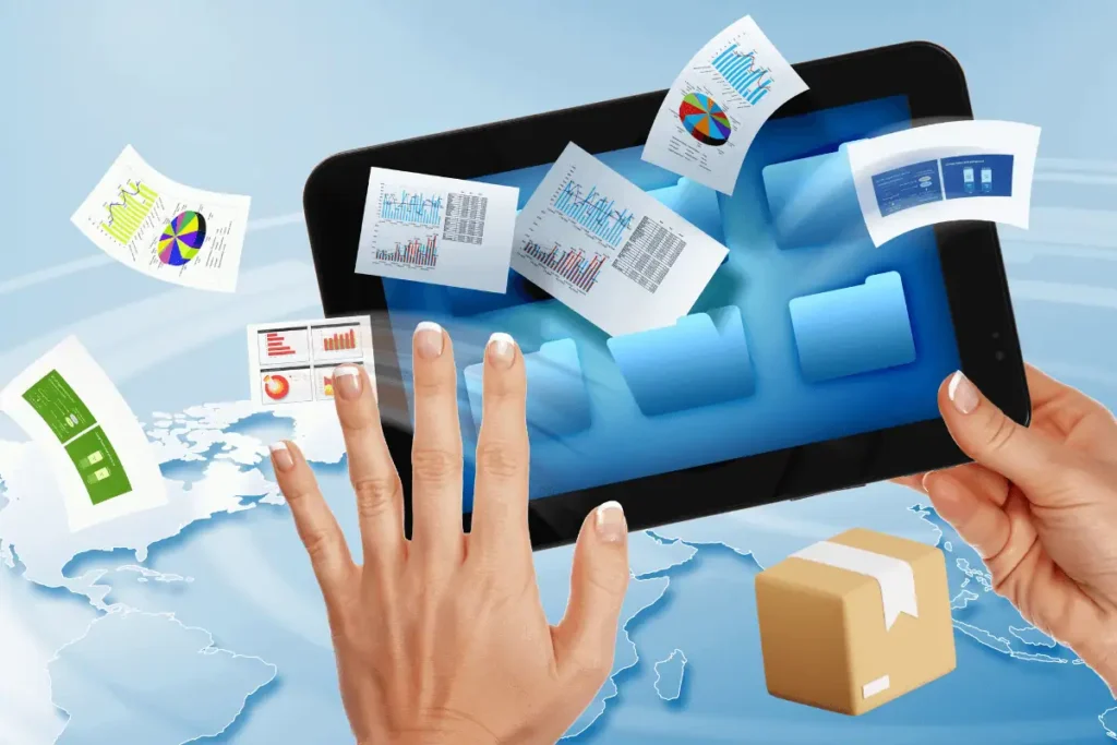 Tablet ekranında satış analiz raporlarını inceleyen kullanıcı, veri odaklı ürün seçimi yapıyor.