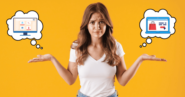 Basitlik ve seçim azaltma e-ticaret örneği: iki site arasında kararsız kalan kadın, fazla seçenek stresiyle yüzleşiyor