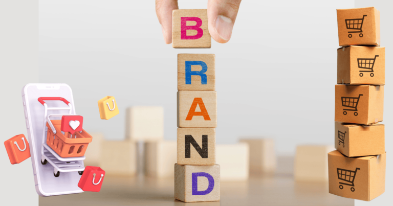 E-ticarette marka olmak için güven, deneyim ve fark yaratmanın sembolü olan marka inşası konsepti.