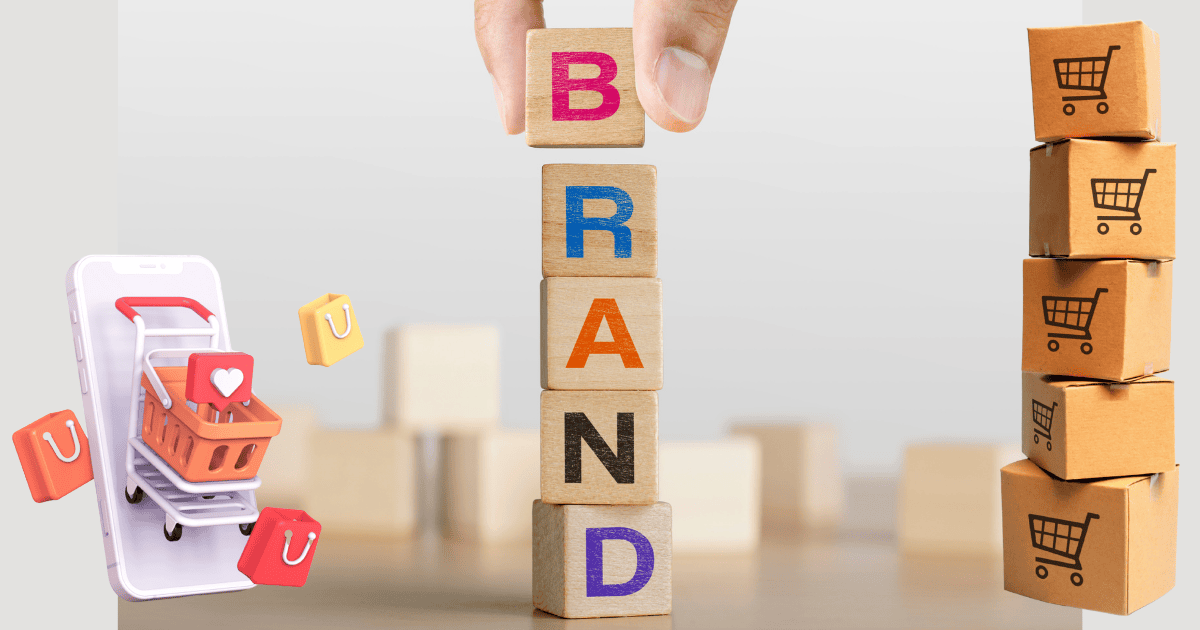 E-ticarette marka olmak için güven, deneyim ve fark yaratmanın sembolü olan marka inşası konsepti.