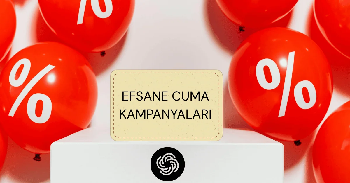 Efsane Cuma döneminde Kasım kampanyasında satış artırma fırsatlarını simgeleyen kırmızı indirim balonları